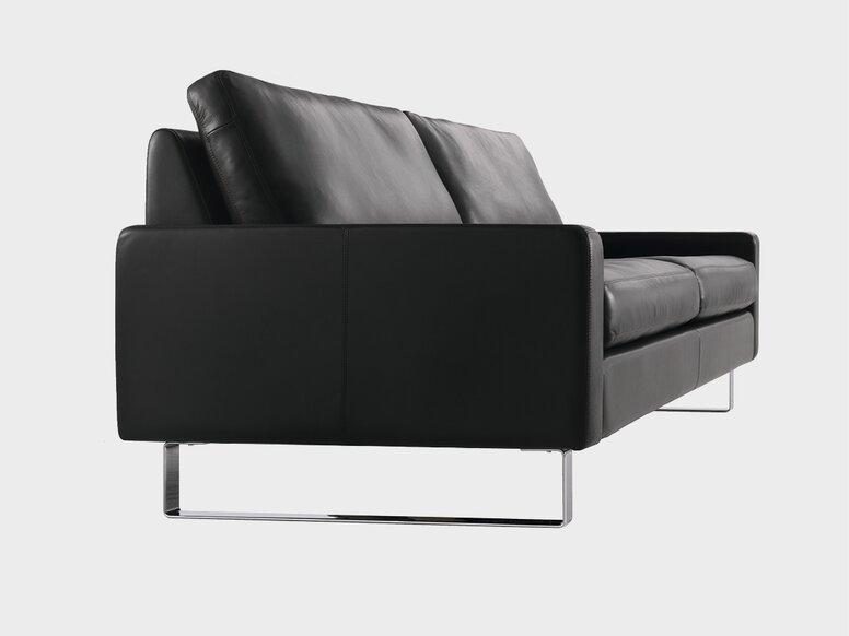 Design Original Cor Dunkelbraunes Ledersofa mit verchromten Füßen