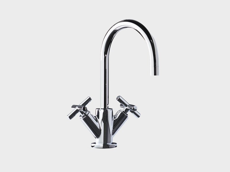 Design Original Dornbracht Armatur verchromt mit zwei Kreuzgriff Reglern