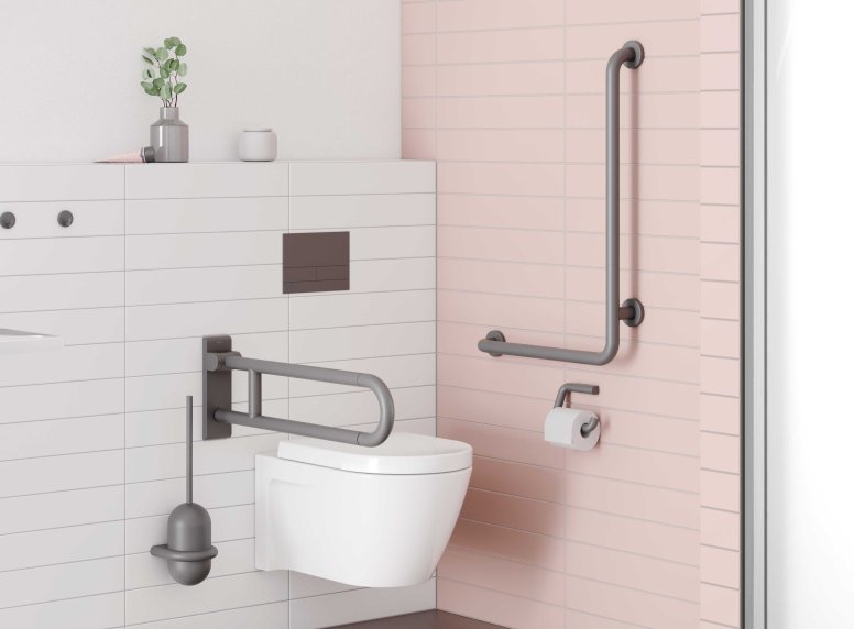 HEWI Serie 477 Anthrazitgrau matt Barrierefreier Waschbereich und WC